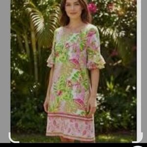 Pappagallo::Floral Pink and Green Dress